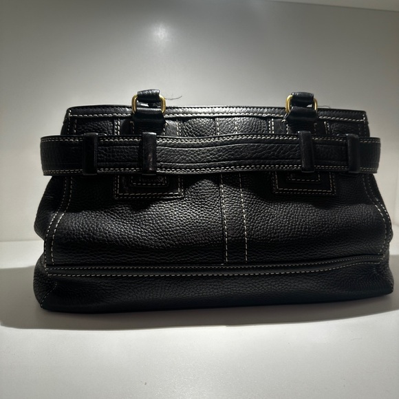 COACH Classic Hampton Satchel Bag - Black Pebbled Leather - F06S-10212 - Picture 6 of 9